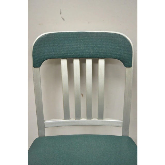 Vintage Good Form Aluminum Frame Green Vinyl Side Chairs Set of 4