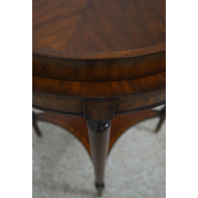 Wood Maitland Smith Round Tray Top Mahogany Serving Table For Sale - Image 7 of 16