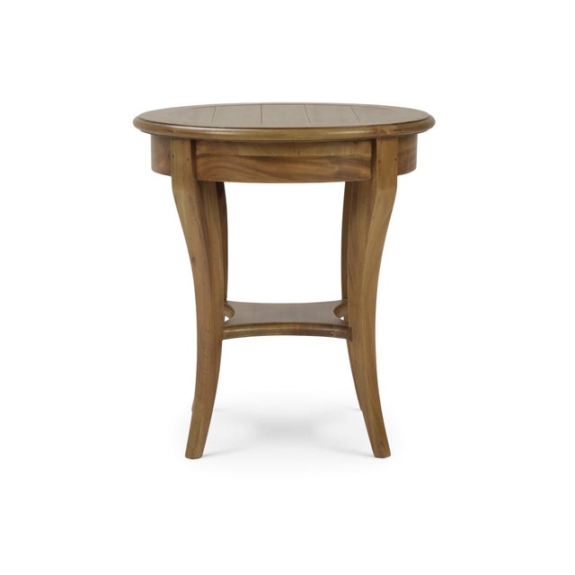 A perfect blend of rustic charm and timeless elegance. This round side table features a solid mahogany frame with the...