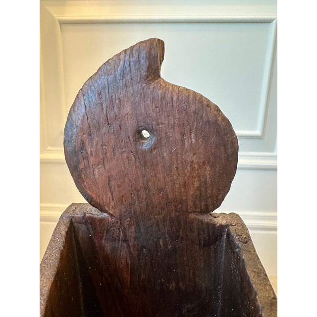 Vintage English Handcarved Rustic Wooden Candle Box For Sale In Los Angeles - Image 6 of 14