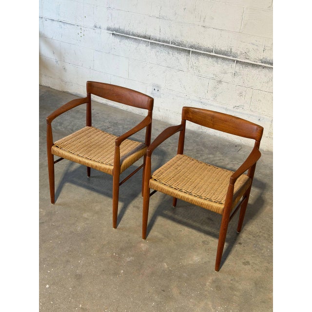 In Style of h.w. Klein for Bramin Teak Woven Cord Dining Armchairs Set of 2 Danish Mid-Century Modern 1960s For Sale - Image 11 of 11