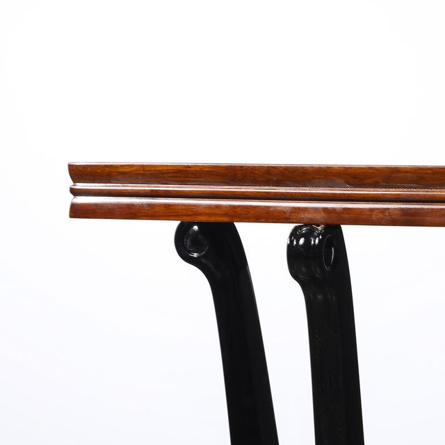 Black Art Deco Machine Age Square Walnut Occasional Table W/ Black Mirror Glass Top For Sale - Image 8 of 13