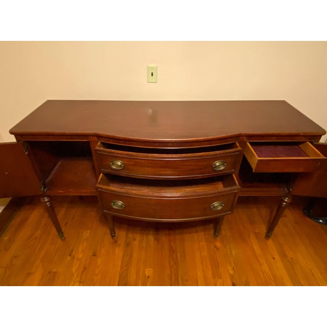 Vintage Brown Wood Buffet With Cabinets & Drawers For Sale In Dallas - Image 6 of 18