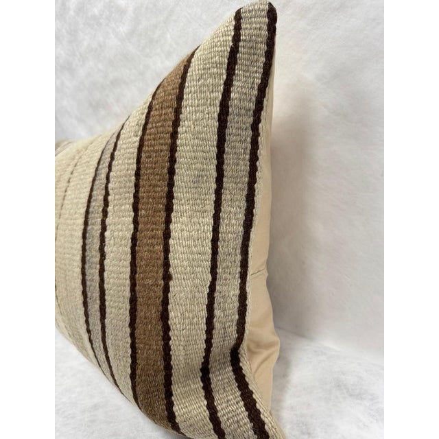 Contemporary Turkish Hemp Pillow Cushion Natural Brown Beige Gray Pillow Cushion Cover 16" x 24" For Sale - Image 3 of 4