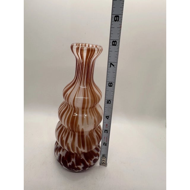 Mid-Century Modern Vintage White Cristal Murano Style Hand Blown Art Glass Vase For Sale - Image 3 of 5
