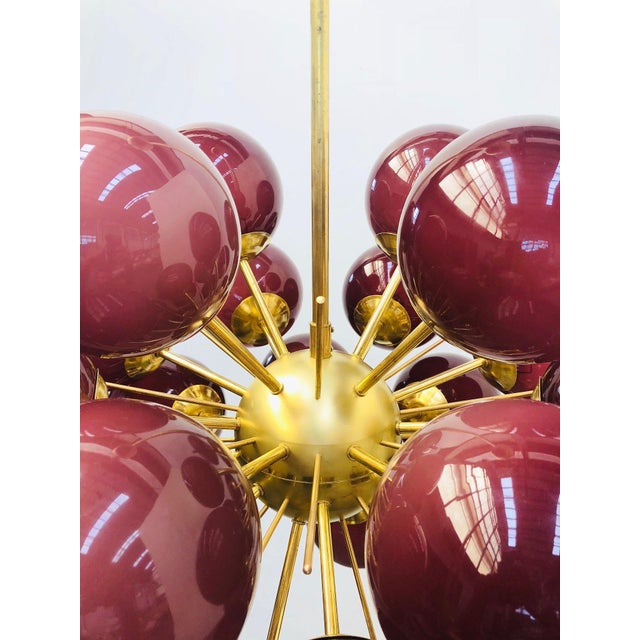 Not Yet Made - Made To Order 21st Century Ventiquattro Natural Brass Frosted Amethyst Murano Sputnik Chandelier by Fabio LTD For Sale - Image 5 of 5