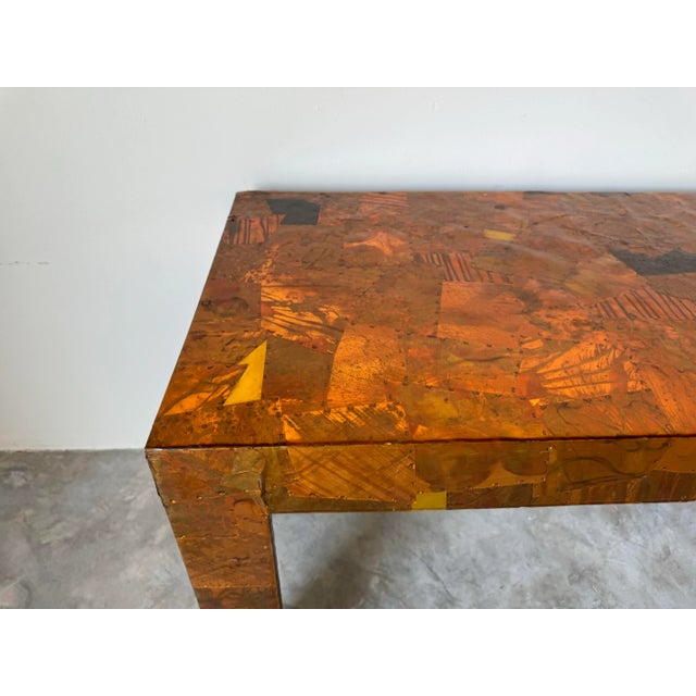 70's Mid-Century Modern Paul Evans - Style Brutalist Copper Patchwork Console Table For Sale - Image 9 of 12