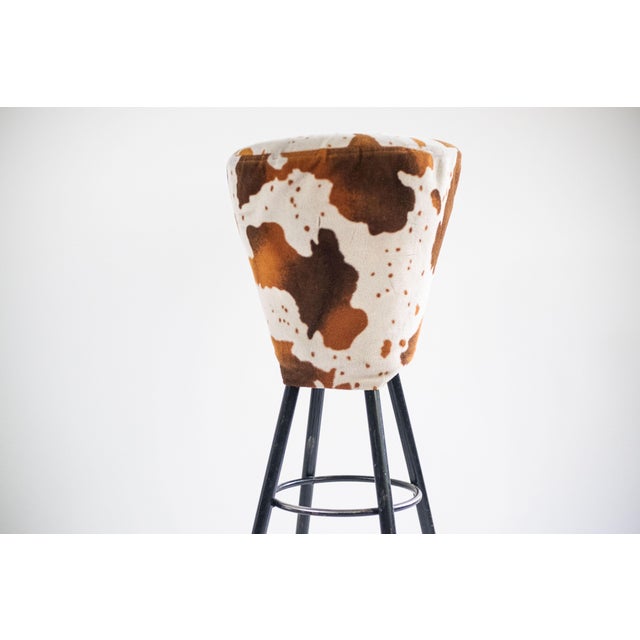 Vintage Industrial Animal Print Stools, Set of 3 For Sale - Image 4 of 7