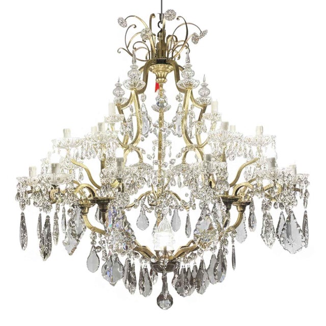 Large Italian Crystal and Brass Chandelier, 1950s For Sale - Image 18 of 18
