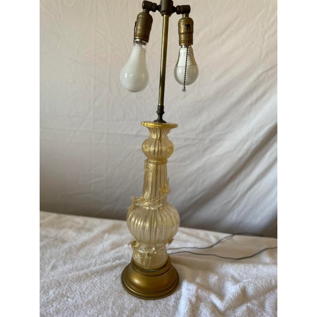 1940s Bubble Gold and Gold Leaf "Cordonato D'Oro" Murano Glass Lamp by Barovier & Toso For Sale - Image 13 of 13