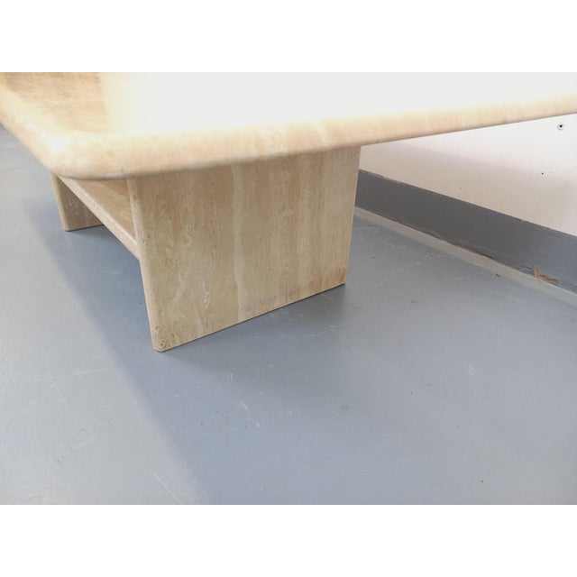 Cream Vintage Rectangular Travertine Coffee Table with Magazine Rack, 1980s For Sale - Image 8 of 18