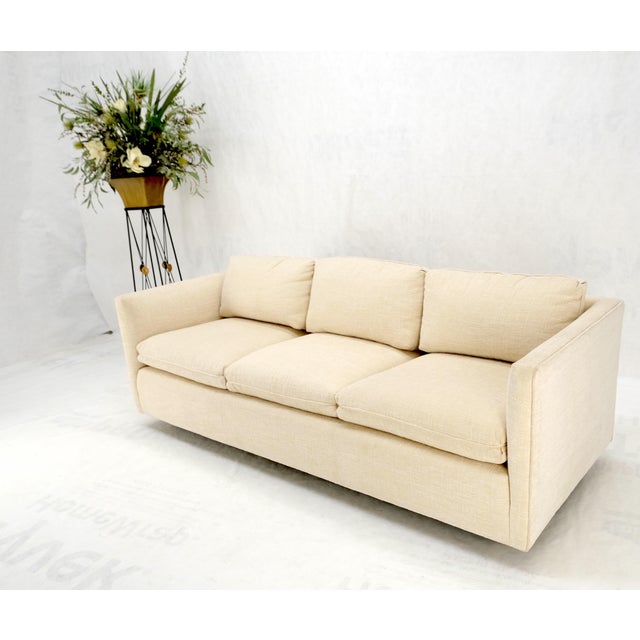 Custom Design Mid-Century Modern beige upholstery box shape sofa mint!