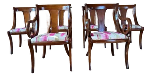 20th Century Regency Klismos Cherry Wood Dining Chairs