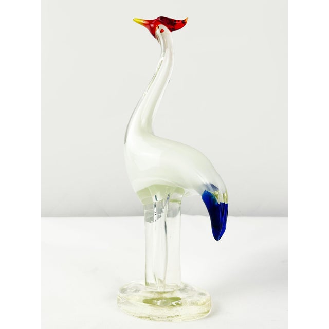 Mid-Century Modern Murano Art Glass Crane Bird Figurine from Made Murano Glass, 1970s For Sale - Image 10 of 14