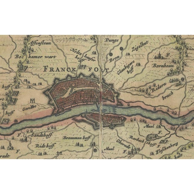 Engraved Map of Frankfurt with Decorative Coats of Arms from Blaeus, 1663 For Sale - Image 9 of 10