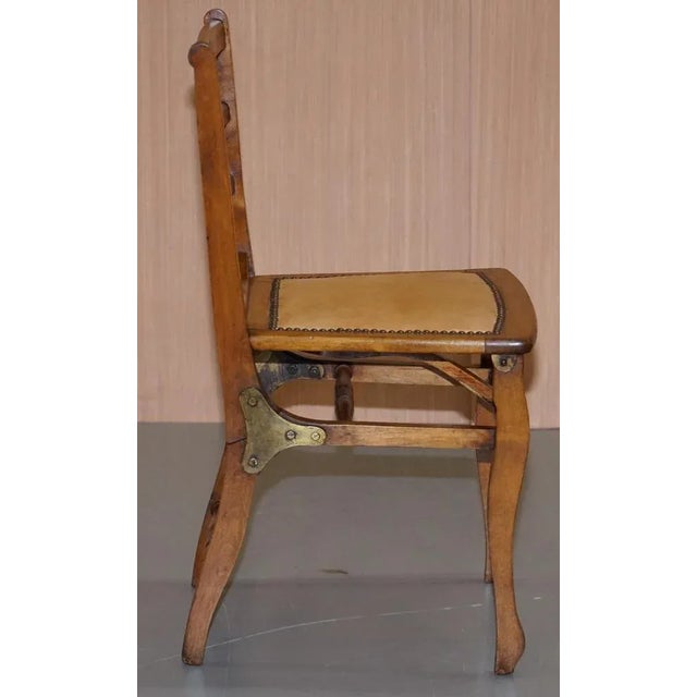 Solid Fruitwood Brass Fitting Military Campaign Folding Chair, 1890s For Sale - Image 9 of 18