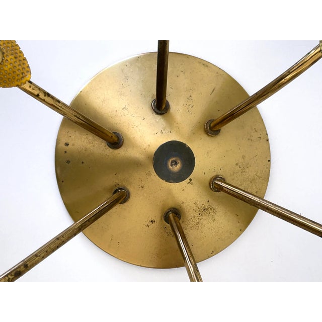 Mid-Century Modern Perforated Metal and Brass Ceiling Lamp by Mathieu Matégot, 1950s For Sale - Image 17 of 18