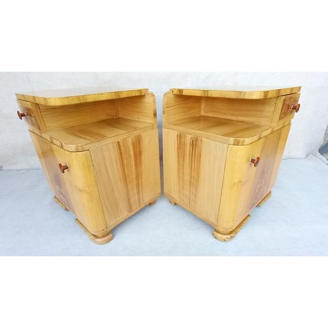 Art Deco Bedside Tables by Jindřich Halabala for Up Závody, 1950s, Set of 2 For Sale - Image 10 of 18