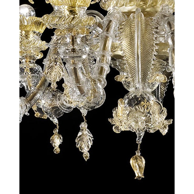 Italian Venetian Cà Rezzonico Floral Gold Murano Style Glass Chandelier For Sale - Image 3 of 6
