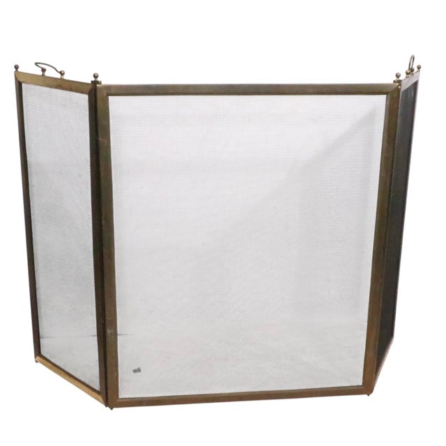 Early 20th Century Vintage Folding Fireplace Screen Spark Guard For Sale - Image 5 of 9
