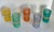 Mid-Century Modern Set of 5 MCM Multi-Color Frosted Gold Detailed Glasses For Sale - Image 3 of 10