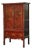 Large Chinoiserie Red Lacquered Cabinet or Armoire With Gilt Accents For Sale