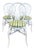 Set of 3 White Rattan Dining Chairs With Green Gingham Cushions For Sale