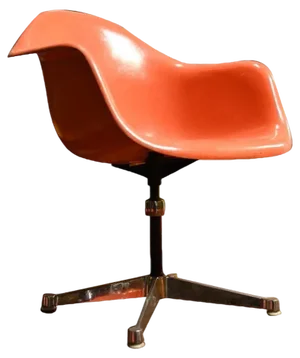 Mid-Century Orange Fibreglass Shell Chair attributed to Herman Miller for Charles Eames, 1970s