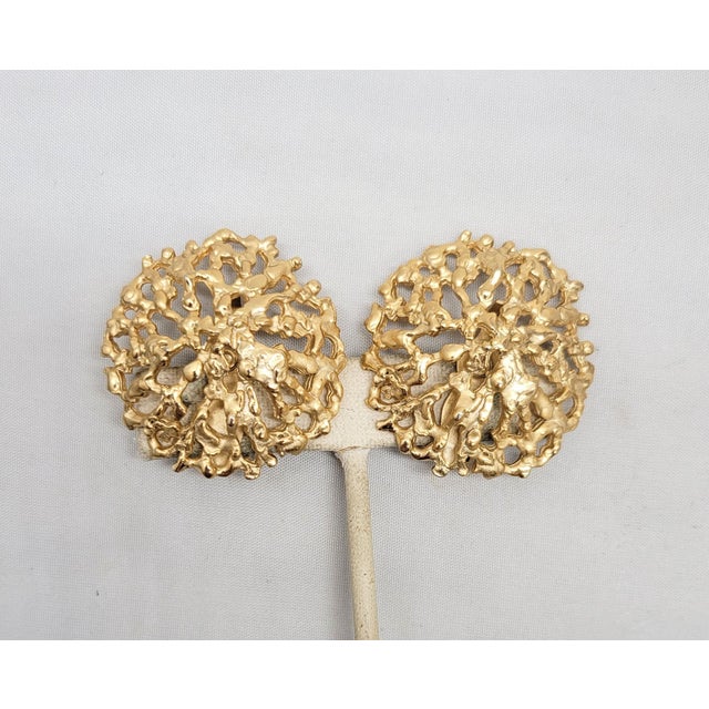 Metal Vintage 1970s Signed Napier Modernist Goldtone Clip Earrings- 2 Pieces For Sale - Image 7 of 9
