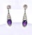 1920s Edwardian 21ct Amethyst Platinum Drop Earrings With Diamond Accents, Pair For Sale - Image 4 of 12