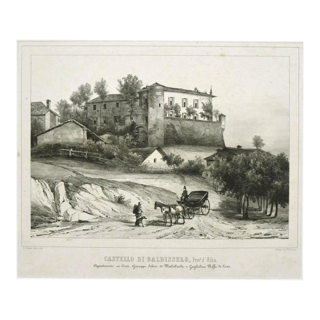 Francesco Gonin, Castel, Lithograph, 1880 For Sale