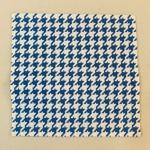 Modern Designer Vicki Payne Free Spirit Blue & White Check Dogstooth Houndstooth Pillow Covers- 14" Pair For Sale - Image 3 of 6