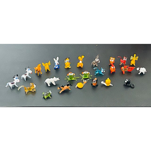 25 pcs collection of miniature 1” blown art glass cute animal figurines.