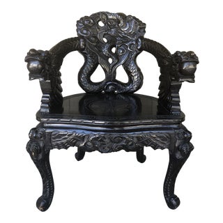 Carved Asian Open Armchair For Sale