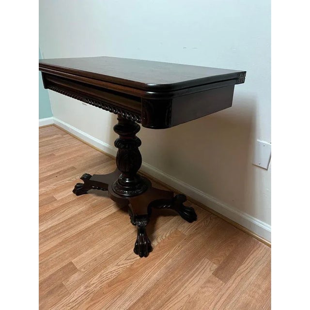 Early 20th Century Early 20th Century Early American Style Classical Mahogany Card Game Console Table For Sale - Image 5 of 12
