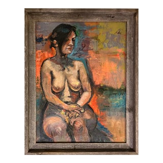 "Sitting Pretty”, 22"x28", Original Oil Painting, Nude Woman For Sale