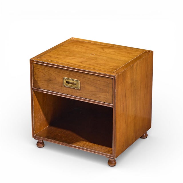 Baker Cherry and Brass Campaign Nightstands - Pair For Sale - Image 11 of 12