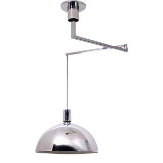 AM/AS Ceiling Lamp with Chromed Swing Arm by Franco Albini for Sirrah, 1960s For Sale