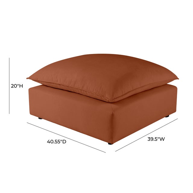 2020s Cali Rust Performance Fabric Ottoman For Sale - Image 5 of 6