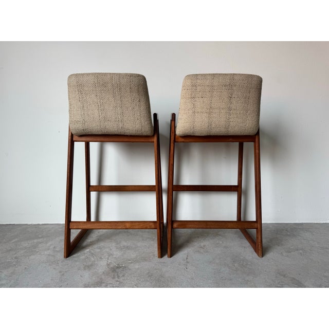 1960s 1960’s Mid-Century Danish Modern Teak Bar Stools – A Pair For Sale - Image 5 of 12