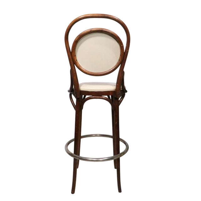 Brown Pr. Bar Height Bentwood Stools by L & B Products Corp. After Thonet C 1981 For Sale - Image 8 of 14