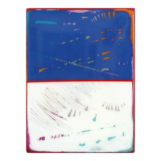 The Window 338 - Modern Resin Minimalist Blue Two Tone Color Field Abstract Original Artwork by Ricky Hunt For Sale