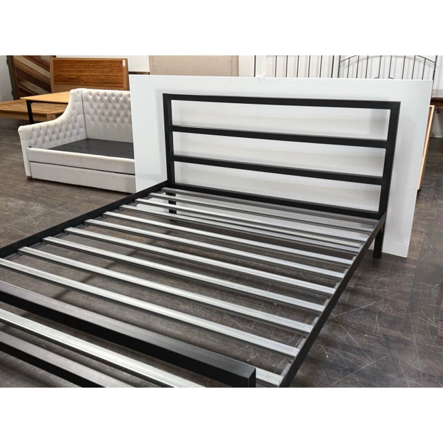 Metal California King Room & Board Parsons Bed Frame, Natural Steel For Sale - Image 7 of 12