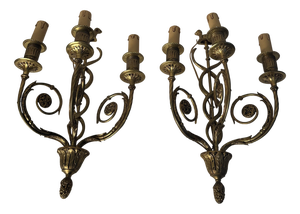 Antique Directoire Wall Lamps, 1890s, Set of 2