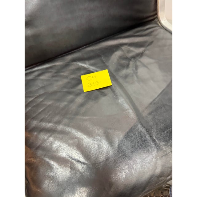 Black Mid-Century Desk Chair with Black Leather Upholstery and Aluminium Frame from Wilkhahn, 1960s For Sale - Image 8 of 9