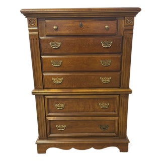 Vintage Alexander Julian Home Colours Traditional 6 Drawer Oak Chest of Drawers For Sale