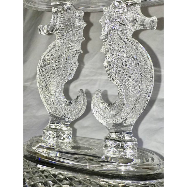 Waterford Crystal Large Double Seahorse Oval Pedestal Bowl Chairish