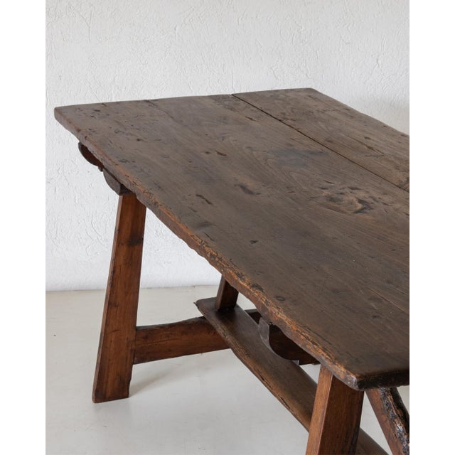 Spanish Poplar Trestle Table For Sale - Image 9 of 14