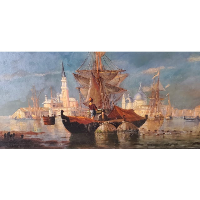 Nautical "Morning in Venice" Circa 1887, Signed by Walter Franklin Lansil (1846-1925) For Sale - Image 3 of 7