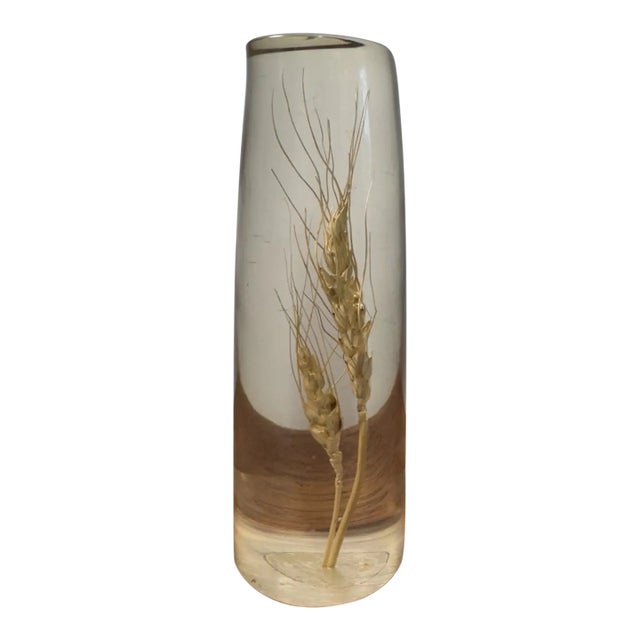 Vintage Daisyglas Hand Crafted Lucite Resin Wheat Paperweight Decor Campbell Ca For Sale